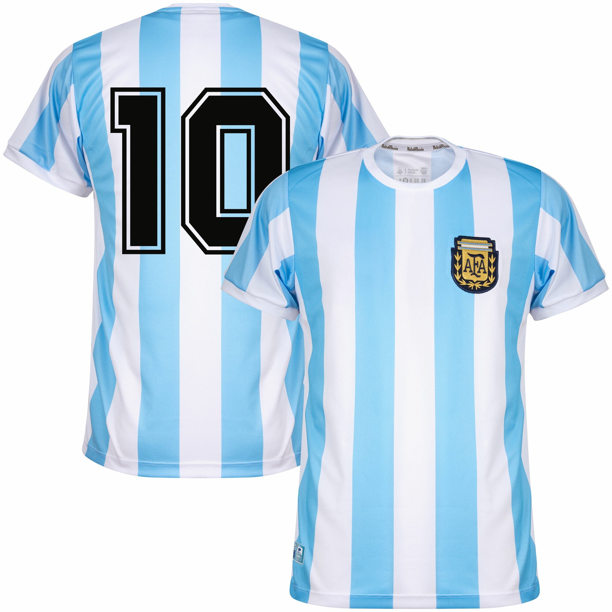 Argentina Home Retro No.10 Jersey 1986 (Retro Flock Printing)