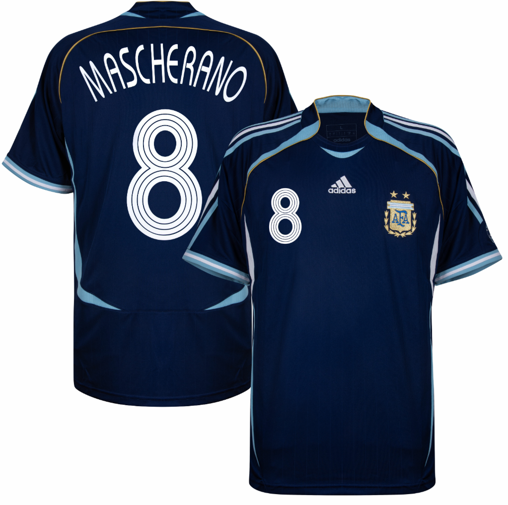 Argentina Reissue Away Mascherano 8 Jersey 2006 (Retro Flex Printing)