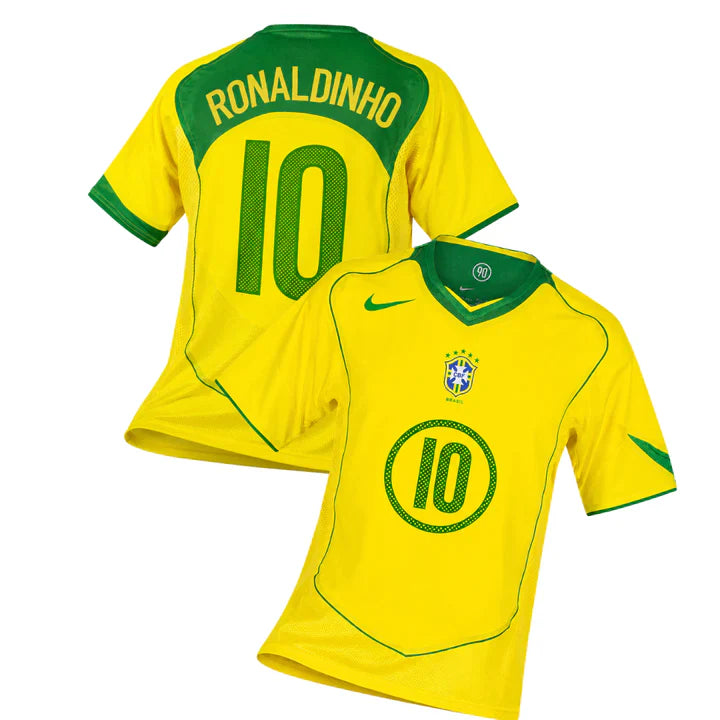 Brazil Home Ronaldinho 10 Jersey 2004-2005 (Reissue)